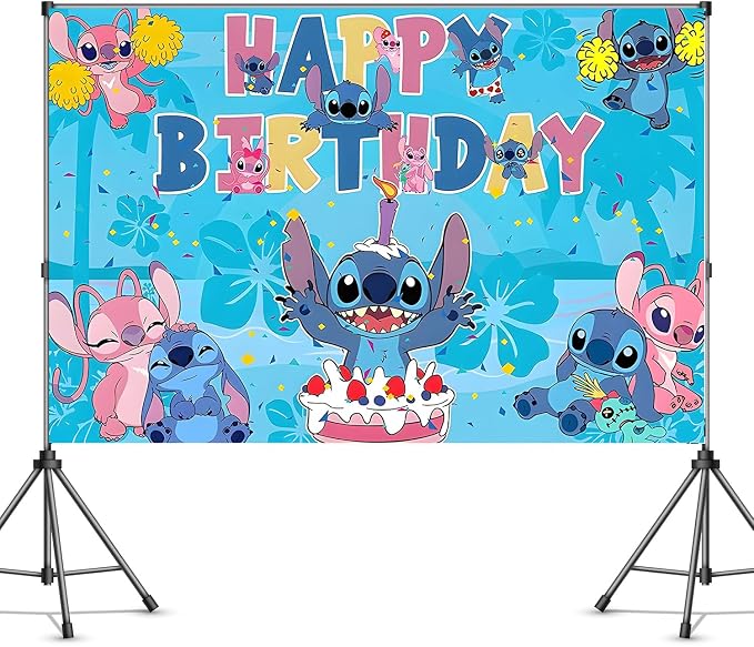 Cartoon Birthday Decorations, Cute Happy Birthday Banner Backdrop, Banner Shoot Photo Backgrounds Props, Blue Party Supplies