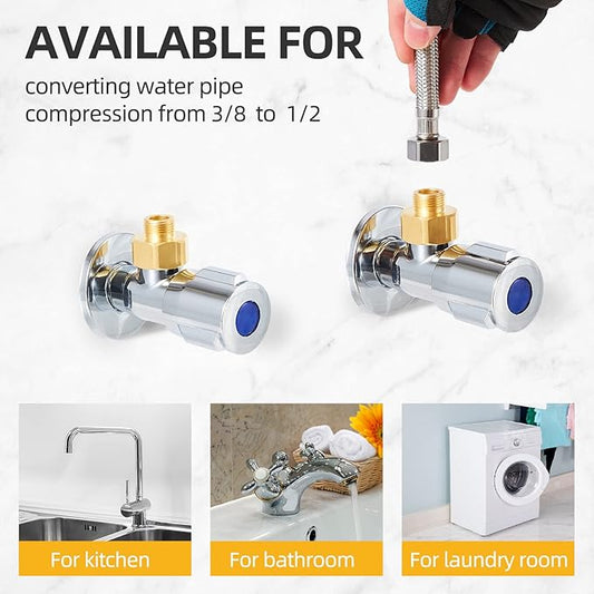 Brass G12 Female to G38 Male Reducer Adapter,Water pipe Fitting,Compression Fitting with Rubber Washer for Kitchen Bathroom Water Faucet 2pcs (FEMALE)