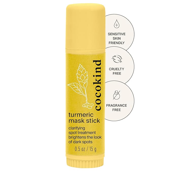 Cocokind Turmeric Mask Stick, Spot Treatment with Organic Turmeric, Tea Tree Oil, and Ginger Root, For Dark Spots and Acne