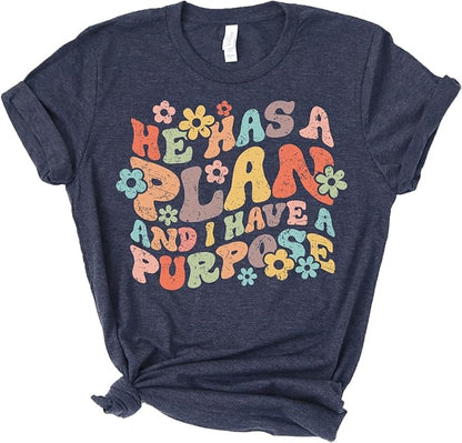 Love in Faith | He Has a Plan | Christian T-Shirts for Women | Faith-Based Apparel | Christian Gifts