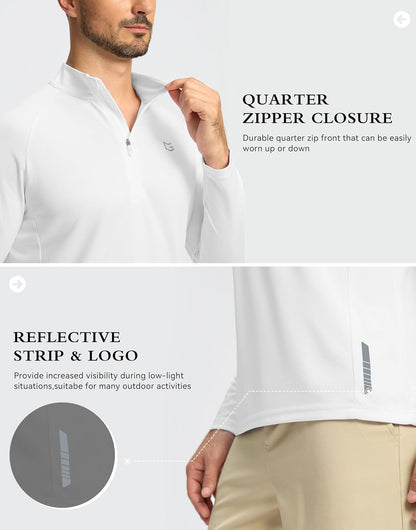 G Gradual Men's Running Shirts Long Sleeve Athletic Shirt Lightweight Quick Dry Quarter Zip Pullover for Men Workout Gym Golf