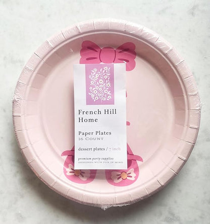 7 inch Paper Plates, Baby Shower, Pink, 16ct