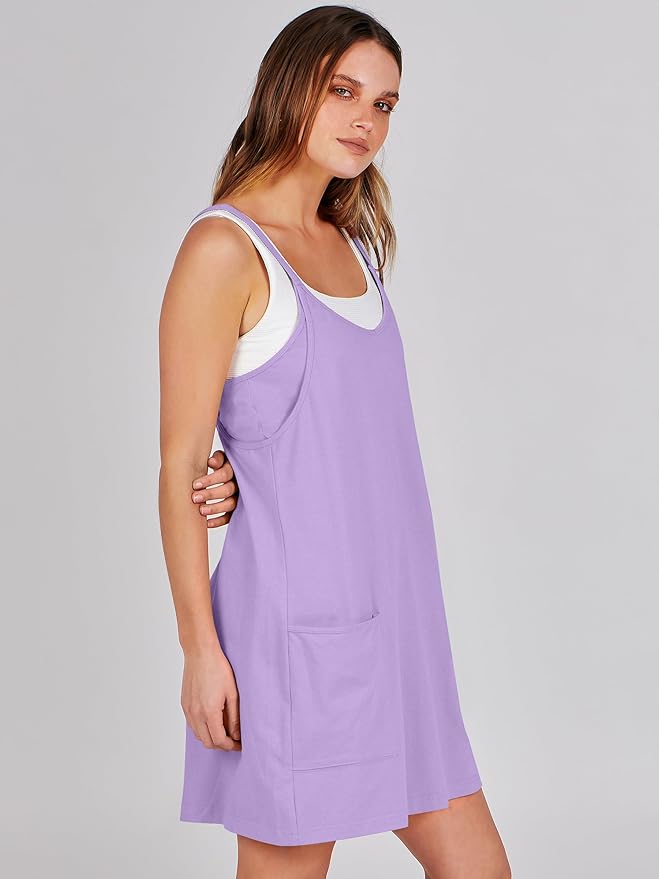 Caracilia Womens Summer Mini Dress 2025 Casual Sleeveless Built in Shapewear Sundress Trendy Short Tennis Athletic Outfits