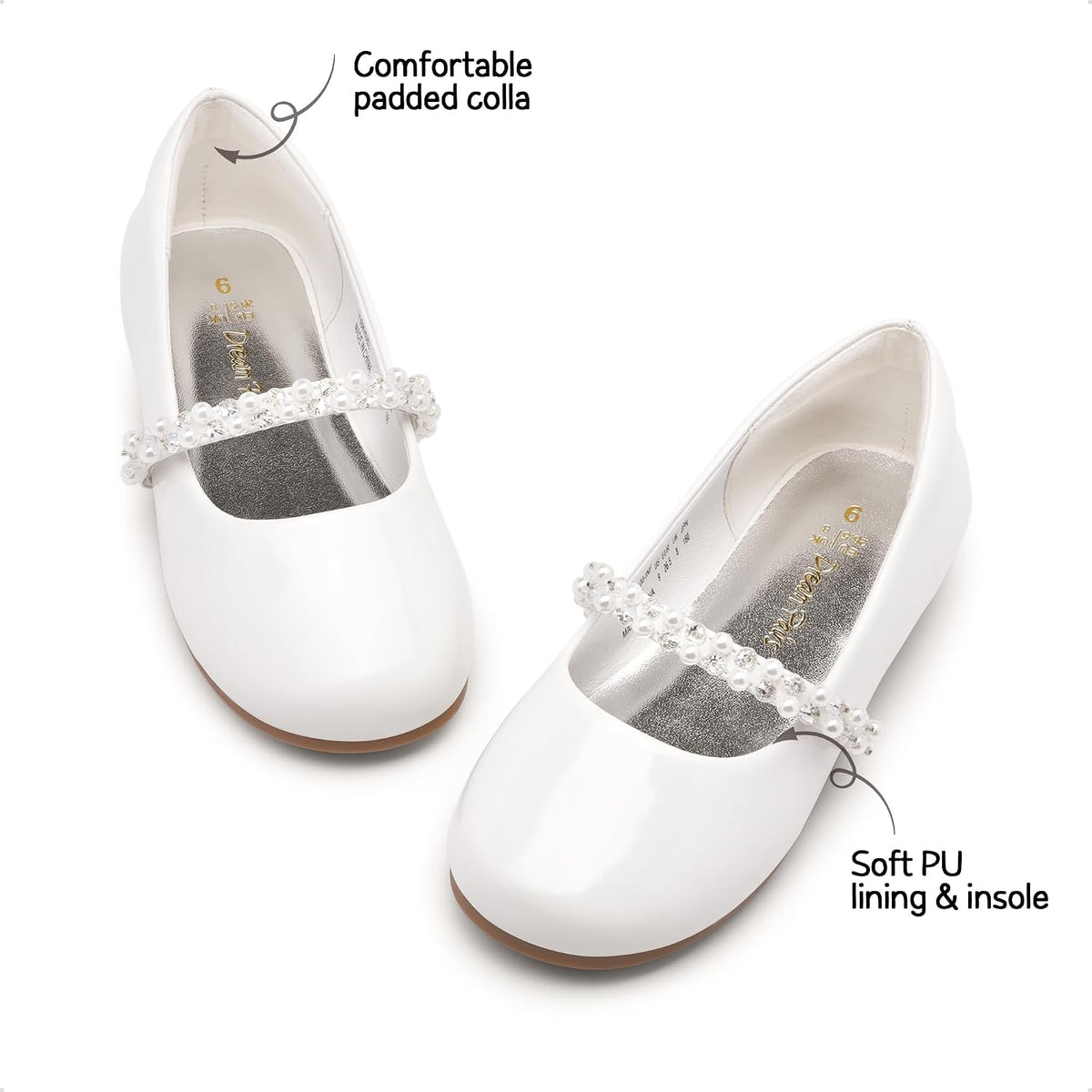 Girls Mary Jane Dress Shoes Ballerina Flats for Wedding, Party (Toddler/Little Kid/Big Kid