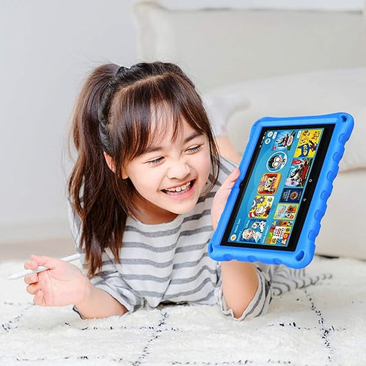 Fire HD 8 Tablet Case,Kindle Fire 8 Case,Fire Tablet 8 Case Kids(12th/10th Generation,2024/2022 Release),DiHines Kid-Proof Case for  Fire HD 8 Plus Tablet, Blue