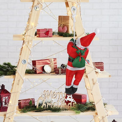Climbing Santa, 1 Doll Santa Claus Climbing on Rope Ornament for Christmas Hanging Decoration, Santa Doll for Christmas Tree Fireplace Home Decor