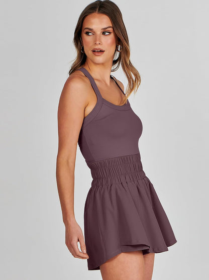 ANRABESS Womens Mini Tennis Dresses Skort Summer Sleeveless One Piece Workout Romper Dress with Shorts Athletic 2026 Outfit