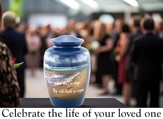 Footprints Urn, Footprints Cremation Urn for Ashes, Handcrafted Adult Beach Urn, Seaside Urn, Full Size Beach Cremation Urn with Velvet Bag (Large)
