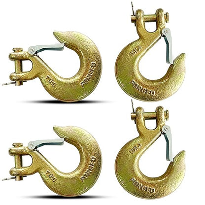 38" Clevis Slip Hook, 4 Pack Forged G70 Steel Clevis Hook with Safety Latch for Deck Hauler Receiver Hitches Trailer Wiring, Chain Hooks Solid Clevis Grab Hooks for Trailer(18,000lbs Capacity)