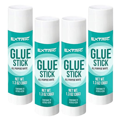 Children's glue sticks, bulk white glue sticks for classroom, 12 units, 1.3 ounces, washable for all purpose, for children, school and home