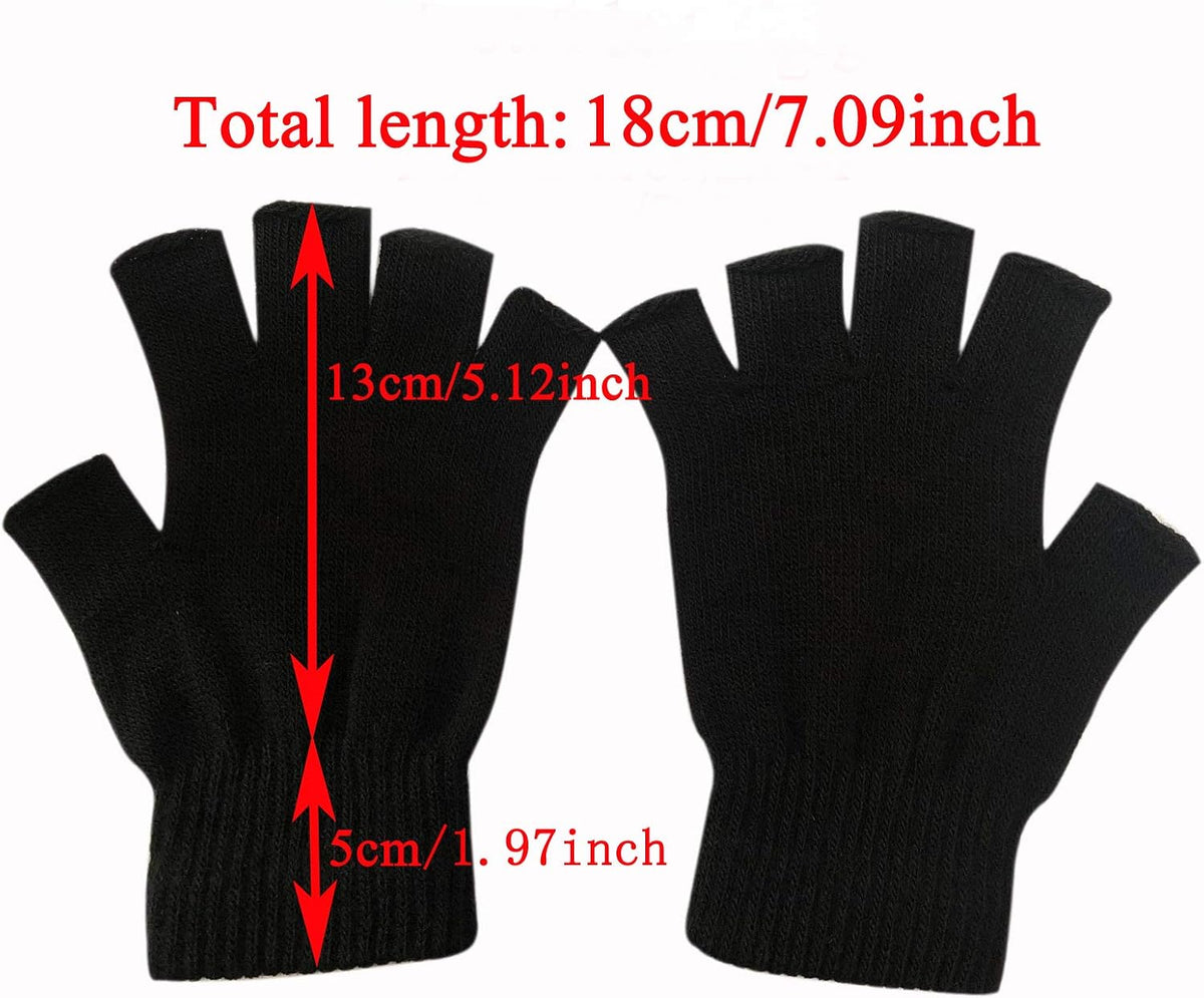 monochef Fingerless Gloves Half Finger Winter Warm Knit Thermal Working Running Biking Driving Typing Men Women Black ( Only one Pairs )