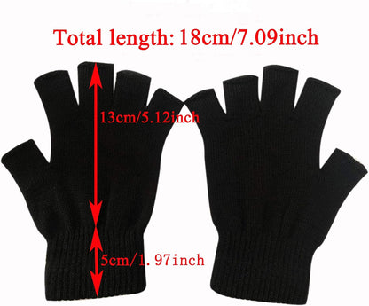 monochef Fingerless Gloves Half Finger Winter Warm Knit Thermal Working Running Biking Driving Typing Men Women Black ( Only one Pairs )