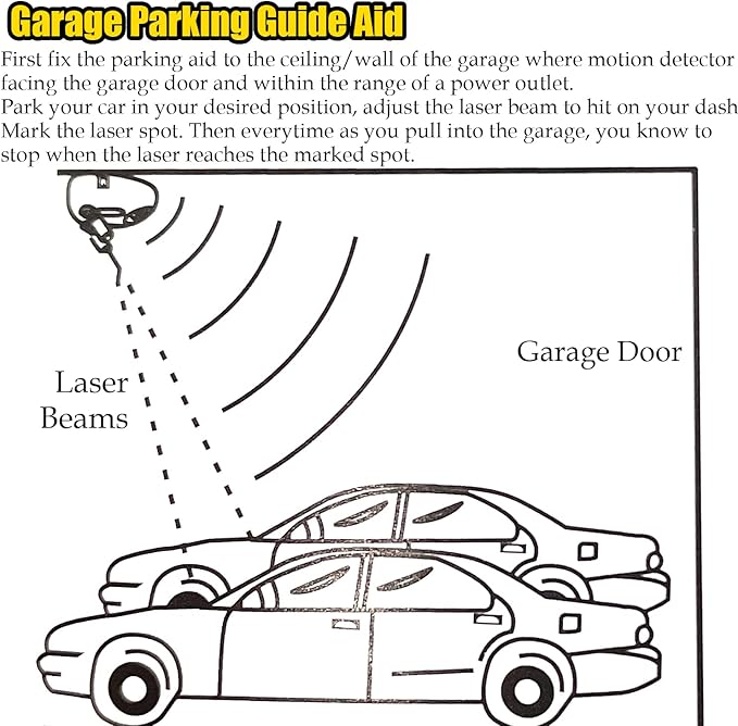 Sutekus Dual Laser Parking Assistant Garage Parking Aid Adjustable Garage Park Guide Sensor with AC Adapter