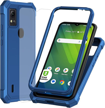 Ailiber Case for ATT Motivate 4, Cricket Icon 5 Phone Case with Screen Protector, Dual Layer Structure Protection, Shockproof Corners TPU Bumper, Military Grade Protective Cover for Motivate 4-Blue
