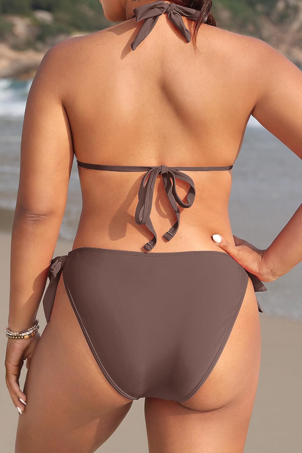 Tempt Me Women Plus Size Triangle Bikini Halter Two Piece Swimsuit Sexy Tie Side Bathing Suits