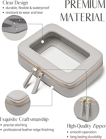 Popvibe Clear Makeup Bag Travel Cosmetic Case Transparent Toiletry Bag with Zipper, Portable Make Up Organizer Traveling Compact Car Bag for Essentials