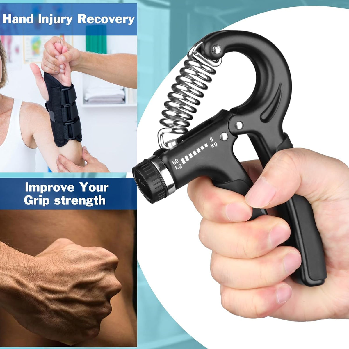 AIXPI Grip Strength Trainer, Hand Grip Exerciser Strengthener with Adjustable Resistance 11-132 Lbs (5-60kg), Forearm Strengthener, Hand Exerciser for Muscle Building and Injury Recover 1 PACK (Has Cosmetic Defects)