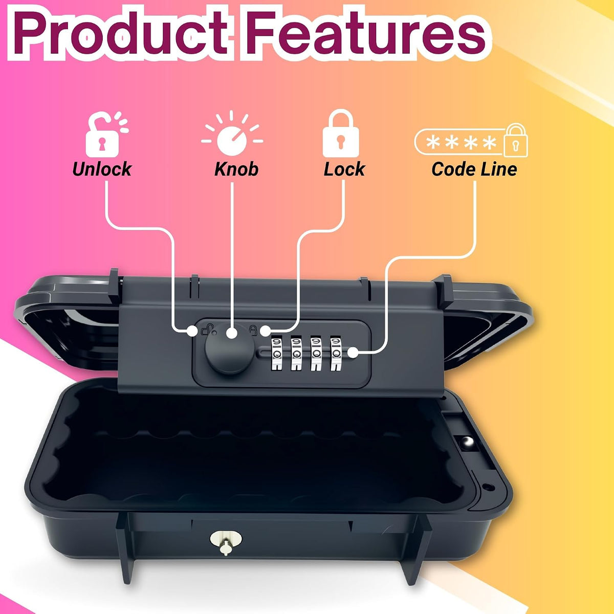 Portable Security Lock Box with Combination Lock, Waterproof Mini Safe Box, Travel Storage Case for Hotel, Car, Office