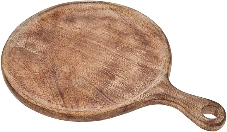 Godinger Round Wood Chopping Cutting Board with Handle Kitchen for Fruits, Vegetables,Meat