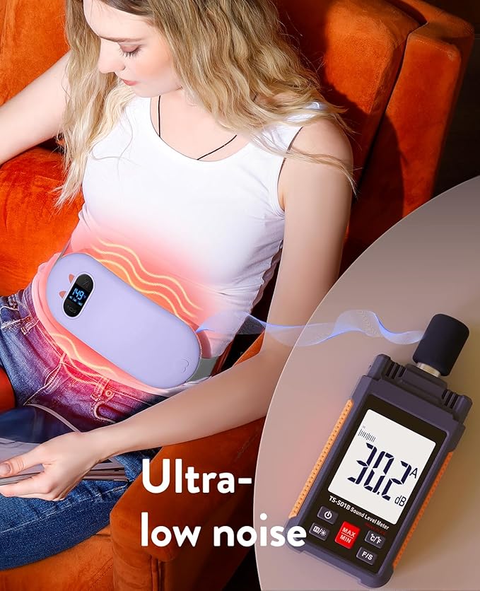 FSA HSA Eligible Heating Pad, Portable Cordless Menstrual Heating Pad with 6 Heat Levels and 6 Massage Modes, Heating Pad for Period Cramps, Back Pain 3s Fast Heating Gift for Women and Girl(Purple)