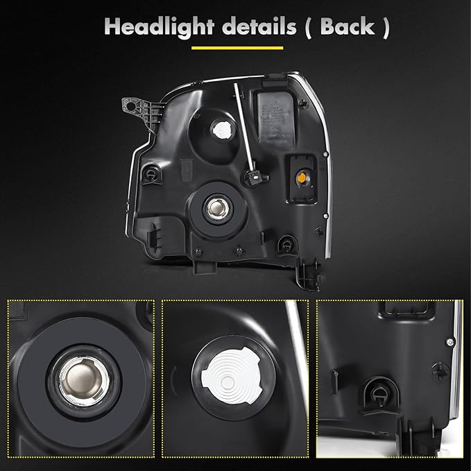 Headlights Assembly Pair Fit For 2007-2014 For GMC Yukon 2007-2014 For GMC Yukon XL 1500 2007-2013 For GMC Yukon XL 2500 Chrome Housing Amber Reflector Clear Lens Replace 15861025 15861026