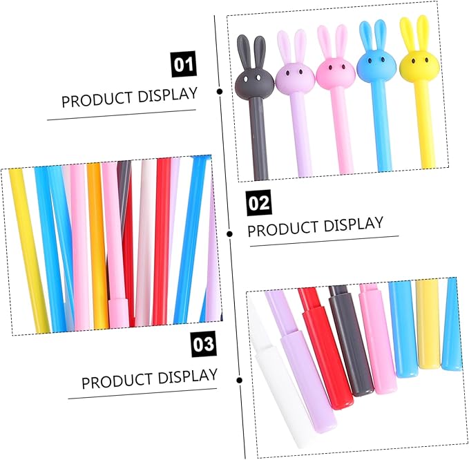 Office Ink Pens Rabbit Design 16pcs Plastic Gel Pens School Writing Stationery Smooth Writing Colorful Random Color