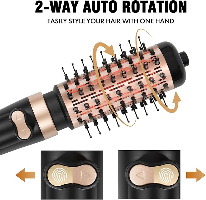 DAILYLIFE Rotating Hair Dryer Brush, Hot Air Brush (1.5"), Spinning Blow Dryer Brush with Ceramic Coating  Ionic Technology
