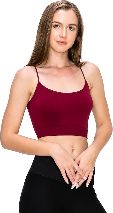 Kurve Women’s Crop Tank Top - Seamless Non-Padded Cami Bra Bandeau Yoga Workout UV Protective Fabric UPF 50+ Made in USA