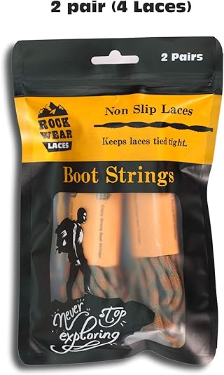SOUTHWESTERN ROCKWEAR (2 PAIR) Non Slipping Hiking Boot Laces Heavy Duty Round Laces, Work Boots  Hiking Shoes.