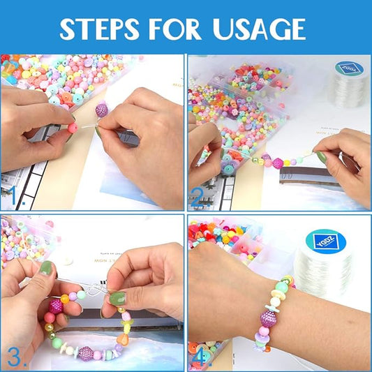 YGDZ 1.5mm Bracelet String, Elastic String Crystal Stretch Thread Clear Beading Cords for Bracelets Beading Making