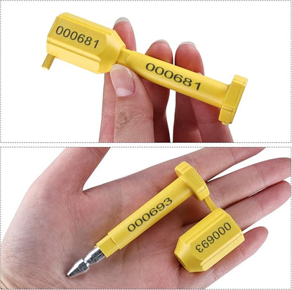NovelBee 50pcs 0325751-0325800 Bolt Seal Shipping Seal with Print Progressive Numbering for Cargo Containers and Truck Trailers, Cargo Container Seals (Yellow)