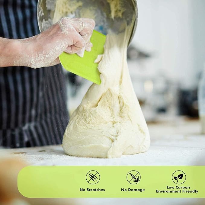 SURDOCA Dough Scraper Bench Scraper - 3P 4.7x3.7" Plastic Flexible Bowl Scraper, Sharp Edge  Angles Cake Scraper. Non-Slip Bakeware Decorating Tools Sculpting  Modeling Tools - BlueYellowGreen