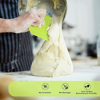 SURDOCA Dough Scraper Bench Scraper - 3P 4.7x3.7" Plastic Flexible Bowl Scraper, Sharp Edge  Angles Cake Scraper. Non-Slip Bakeware Decorating Tools Sculpting  Modeling Tools - BlueYellowGreen