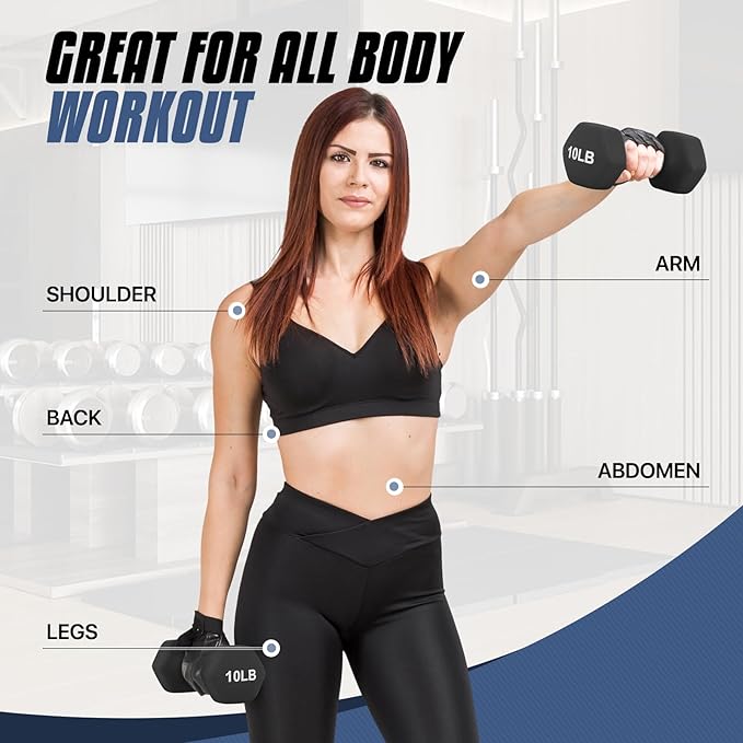 MADOG Dumbbell Set, Anti-Slip Neoprene Coated Hexagon Hand Weights for Home Gym Equipment Workouts Strength Training Amazon's Choice