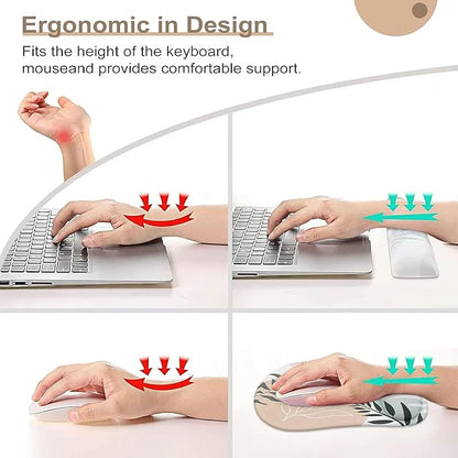 Anime Mouse Pad with Wrist Rest Keyboard Wrist Rest Pad Set with Coaster, Desk Accessories Mat Ergonomic Gel Mouse Pad with Non-Slip Base for Office Gaming Working Computers (Version 17)