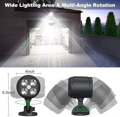 Motion Sensor Outdoor Lights, Battery Motion Sensor Light Outdoor, 6000K LED Spotlight Outdoor, 8W 600 LM Security Lights for Outside Garage and Yard, 1 Pack