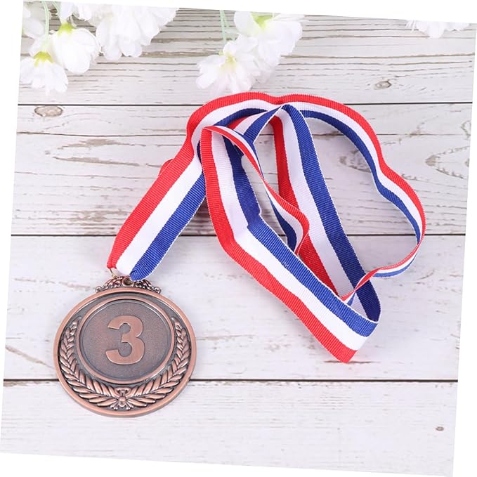 2Pcs Medals with Neck Ribbon Bronze Winner Medal for Competitions Award Medal for Games and Events
