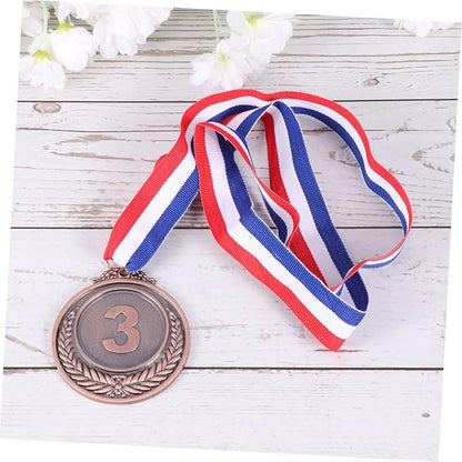 2Pcs Medals with Neck Ribbon Bronze Winner Medal for Competitions Award Medal for Games and Events