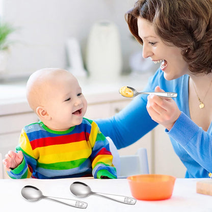 9 Pieces Toddler Spoons Kids Spoons, Kids Silverware Stainless Steel Toddler Utensils Metal Kids Cutlery Set Baby and Children Safe Flatware, Perfect for Small Hands