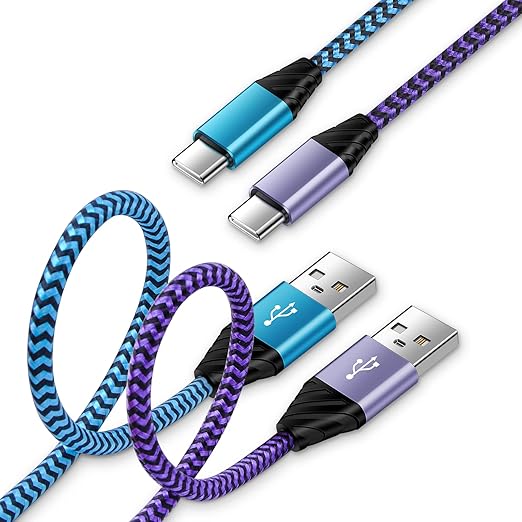 Android Auto USB C Cable Type C Charger USB Data Transfer Cable Fast Charging for Samsung Galaxy S25 UltraS25S24FEA23A16A15A35A55A06S24 UltraS23FES23 UltraS22A54A53A14A13, 3FT 2Pack