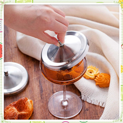 2 Pcs Stainless Steel Wine Glass Covers Wine Glass Covers to Keep Bugs out for Drinks Coffee Mugs Tea Cups Water Glasses Drinking Accessories