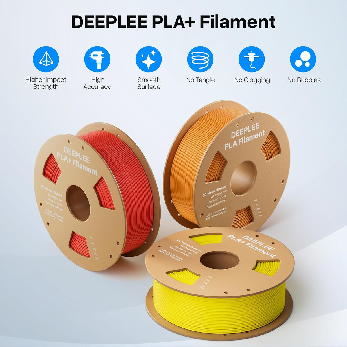PLA+ 1.75mm 3D Printer Filament, PLA Plus with Dimensional Accuracy +/- 0.02mm