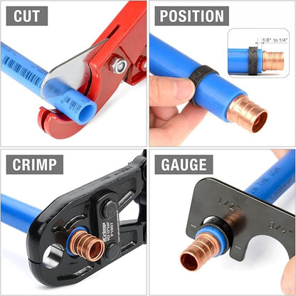 IWISSiCrimp PEX Pipe Copper Ring Crimping Tool Kit for 12 in, 34 in Crimp Rings, Meets F1807 Standard (13" Combo PEX Crimper)