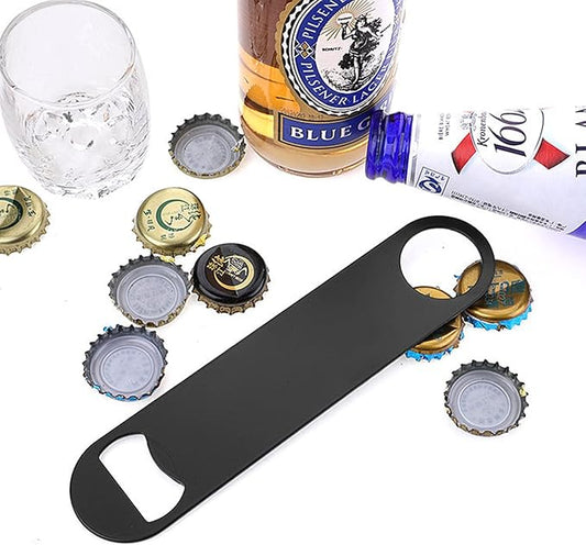 4 PACK Stainless Steel Flat Bottle Opener, Beer Bottle Opener, 7inch, with Exquisite Packaging, for Kitchen, Bar or Restaurant, Black,