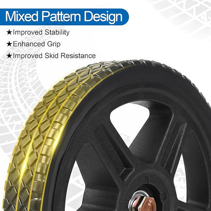 7 Inch Lawn Mower Wheels Kits Universal 7" Push Mower Wheels with 12" Bearing, Bolts  Nuts, Plastic Replacement Tires for Most Standard Garden Tiller, Pressure Washer, Handtruck, 2 Pack