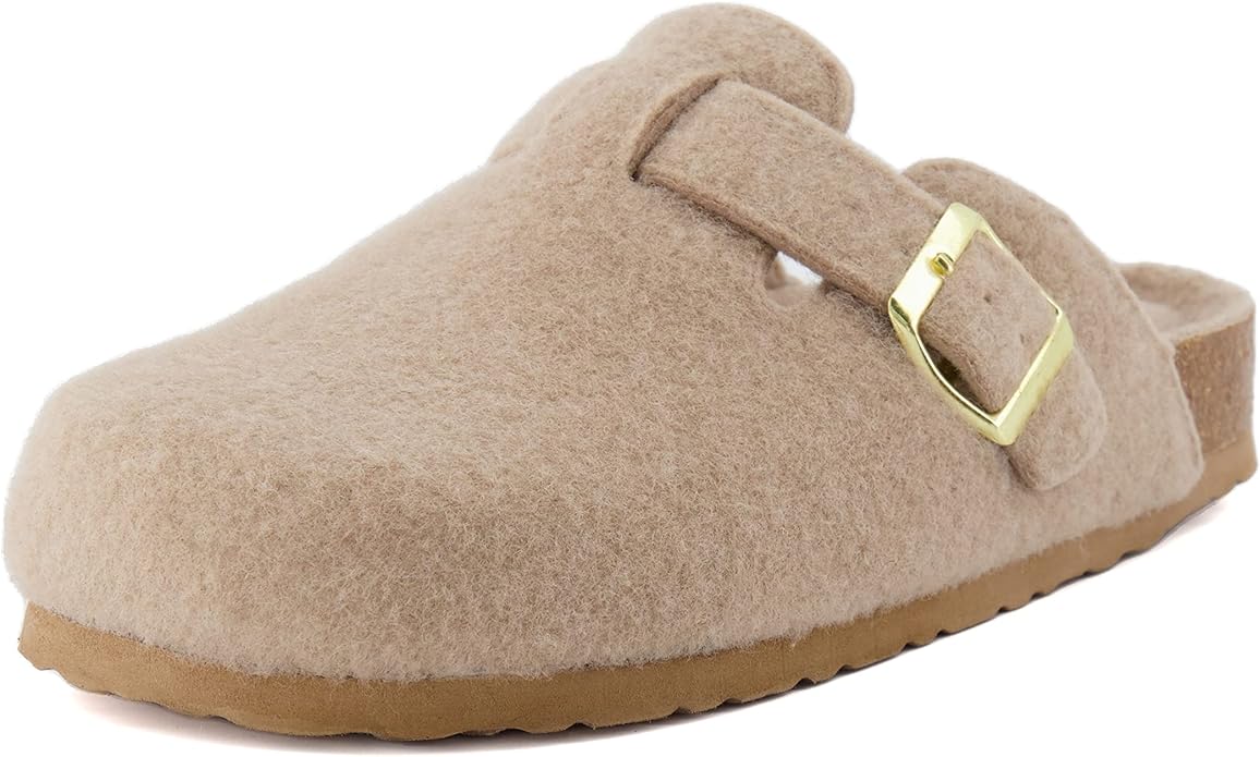 CUSHIONAIRE Hana Slip-On Buckle Clog with Cork Footbed Memory Foam, Wide Widths Available