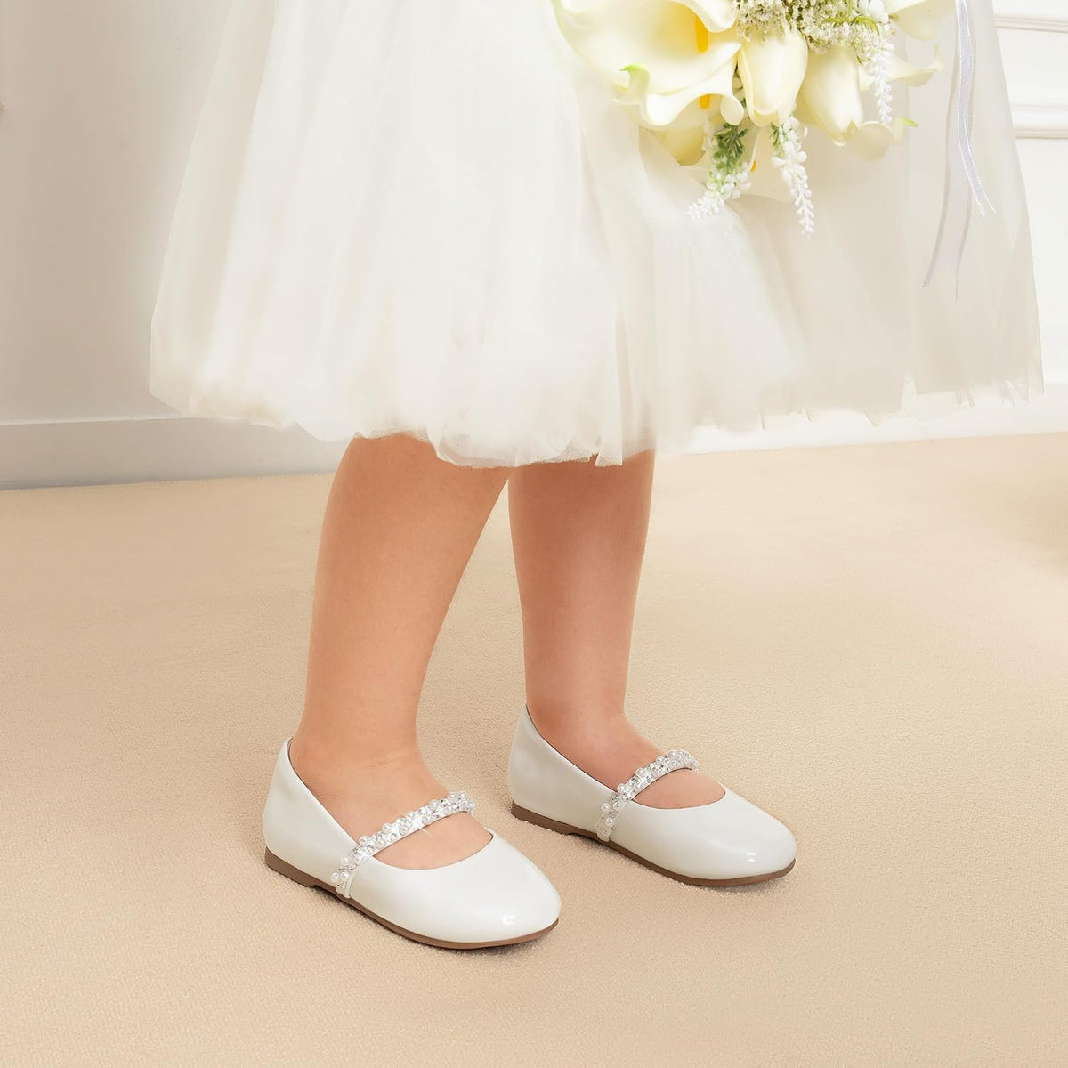 Girls Mary Jane Dress Shoes Ballerina Flats for Wedding, Party (Toddler/Little Kid/Big Kid