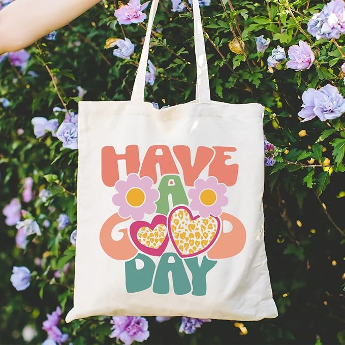 Andeiltech Canvas Tote Bag for Women Aesthetic Cute Cat Shopping Grocery Reusable Bags with Inner Zipper Women Gift