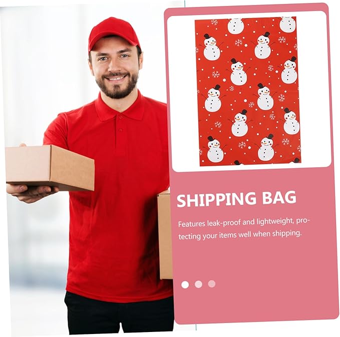 100Pcs Christmas Snowman Design Shipping Bags Self Sealing Poly Mailers Thick Holiday Parcel Bags for Envelopes for Christmas Mailing