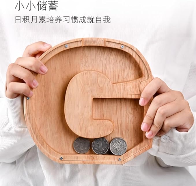 Internet Celebrity Wooden New English Letters Cash Box Children boy Piggy Bank Decoration Saving Box Transparent and Creative Gift